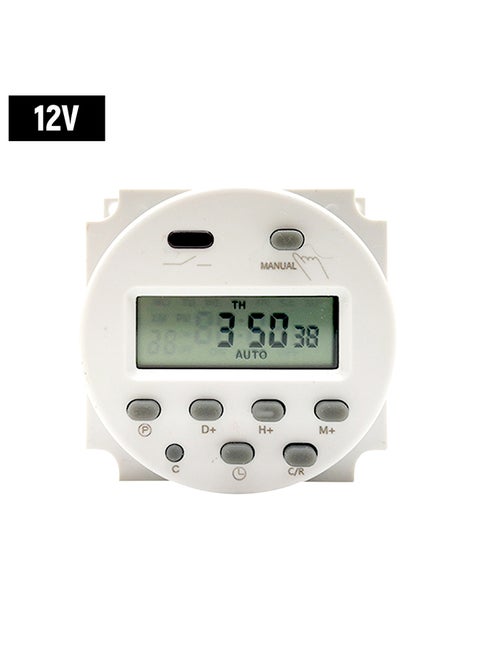 Digital Programmable Timer Switch Countdown Mini Time Control Switch Timer Controller Automatic Switch-ons and-offs 12V White 7.0x7.0x5.0cm