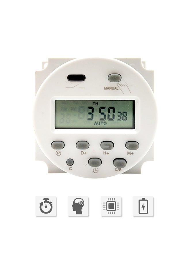 Generic - Digital Programmable Timer Switch Countdown Mini Time Control Switch Timer Controller Automatic Switch-ons and-offs 12V White 7.0x7.0x5.0cm - Image 1