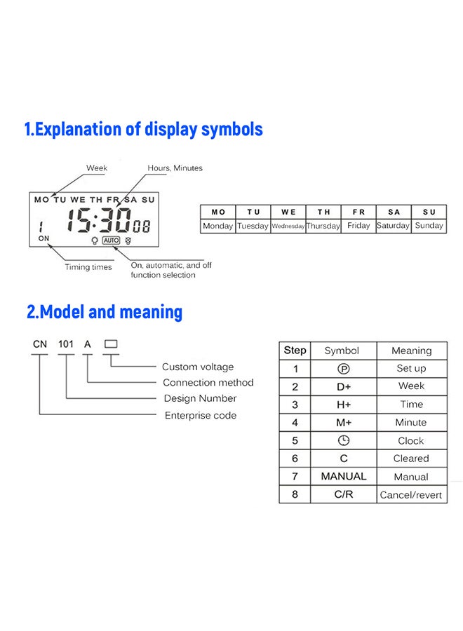 Generic - Digital Programmable Timer Switch Countdown Mini Time Control Switch Timer Controller Automatic Switch-ons and-offs 12V White 7.0x7.0x5.0cm - Image 1
