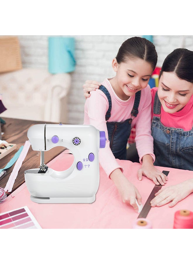 Mini Sewing Machine Multifunction Electric Micro-Sewing Machin eAdjustable 2-Speed Double Thread with Lights and Cutter Foot Pedal for Household Travel Beginner DIY Face Mask White 20.0x19.0x10.0cm  - Image 2