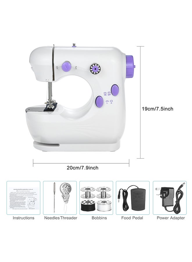 Mini Sewing Machine Multifunction Electric Micro-Sewing Machin eAdjustable 2-Speed Double Thread with Lights and Cutter Foot Pedal for Household Travel Beginner DIY Face Mask White 20.0x19.0x10.0cm  - Image 5