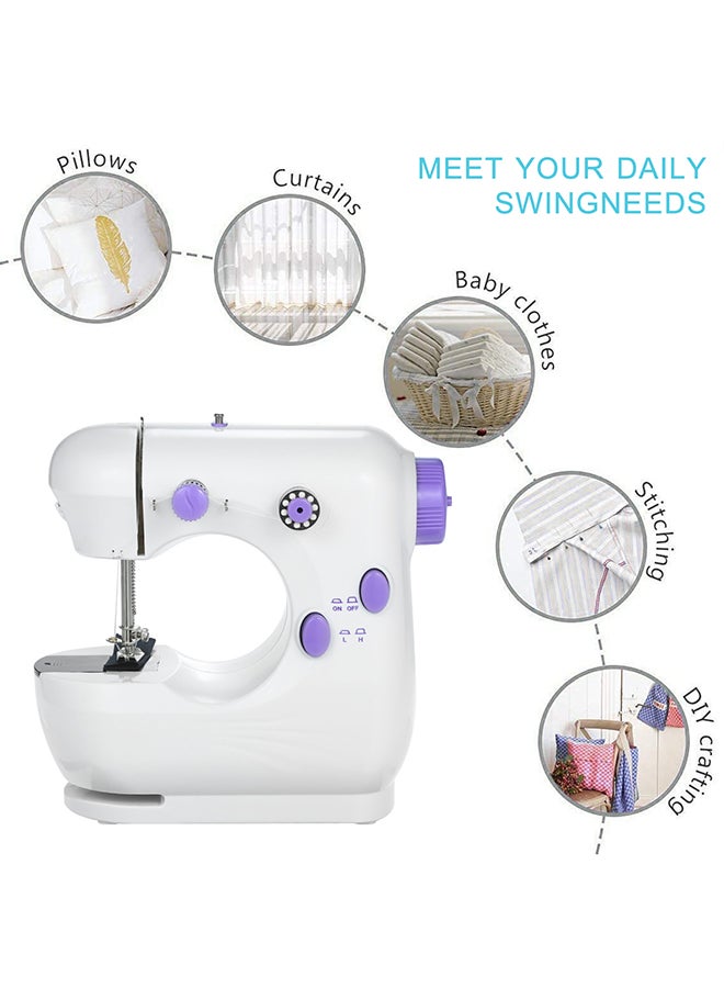 Mini Sewing Machine Multifunction Electric Micro-Sewing Machin eAdjustable 2-Speed Double Thread with Lights and Cutter Foot Pedal for Household Travel Beginner DIY Face Mask White 20.0x19.0x10.0cm  - Image 3