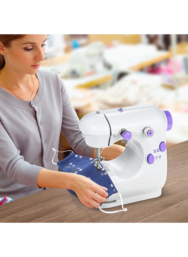Mini Sewing Machine Multifunction Electric Micro-Sewing Machin eAdjustable 2-Speed Double Thread with Lights and Cutter Foot Pedal for Household Travel Beginner DIY Face Mask White 20.0x19.0x10.0cm  - Image 5