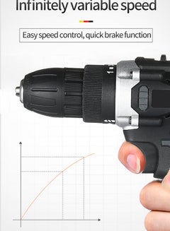 Generic 21V Cordless Drill Dirve Kit 2 Speed All Copper Cordless Power Drill with 2x1.5Ah Batteries Fast Charger 15+1 Torque Setting Max Torque 30N.m 3/8 black 30.5x24.0x8.5cm  - Image 2