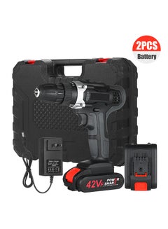 Generic 21V Cordless Drill Dirve Kit 2 Speed All Copper Cordless Power Drill with 2x1.5Ah Batteries Fast Charger 15+1 Torque Setting Max Torque 30N.m 3/8 black 30.5x24.0x8.5cm  - Image 1