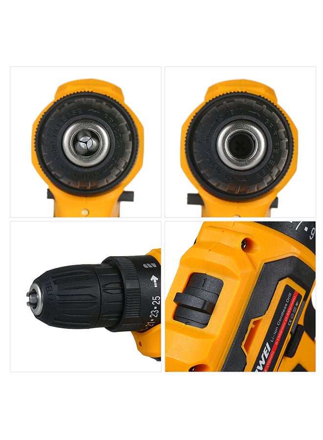 Generic - 2-Speed Cordless Drill Driver Li-ion Battery Fast Charger 25+1 Clutch Max 35Nm Torque Variable Speed with LED Light Drilling for Walls Bricks Wood Metal multicolor 31.0x24.0x8.0cm - Image 1