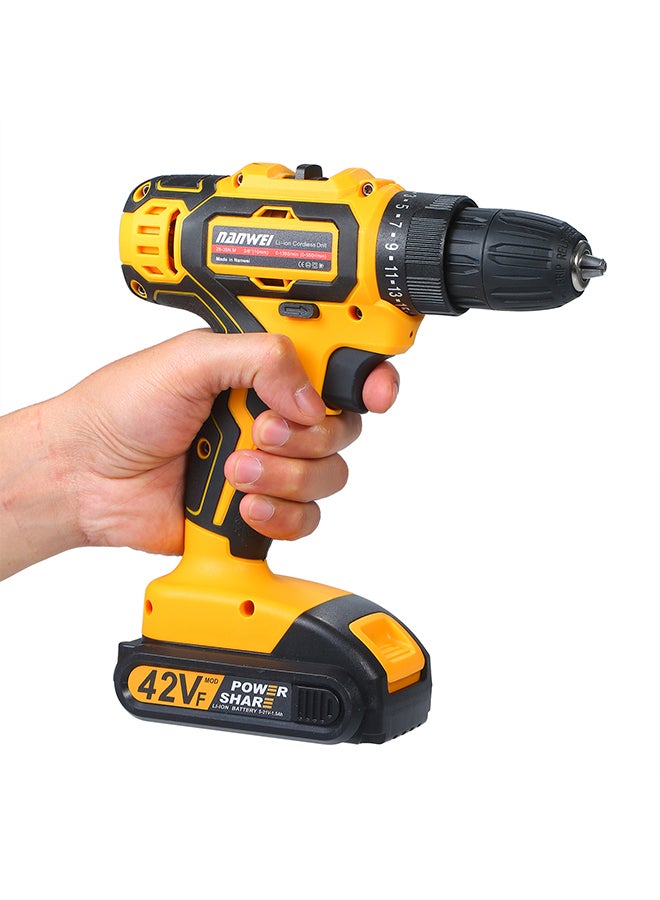 2-Speed Cordless Drill Driver Li-ion Battery Fast Charger 25+1 Clutch Max 35Nm Torque Variable Speed with LED Light Drilling for Walls Bricks Wood Metal multicolor 31.0x24.0x8.0cm  - Image 2