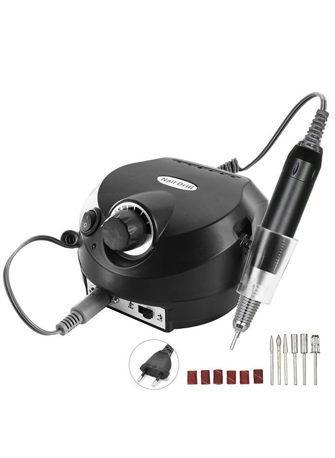NKX - Professional Electric Nail Drill Machine 30000RPM E-file Electric Nail File Grinder Polisher Kit Manicure Pedicure Drill for Acrylic Gel Nails  EU Plug Black Black - Image 1
