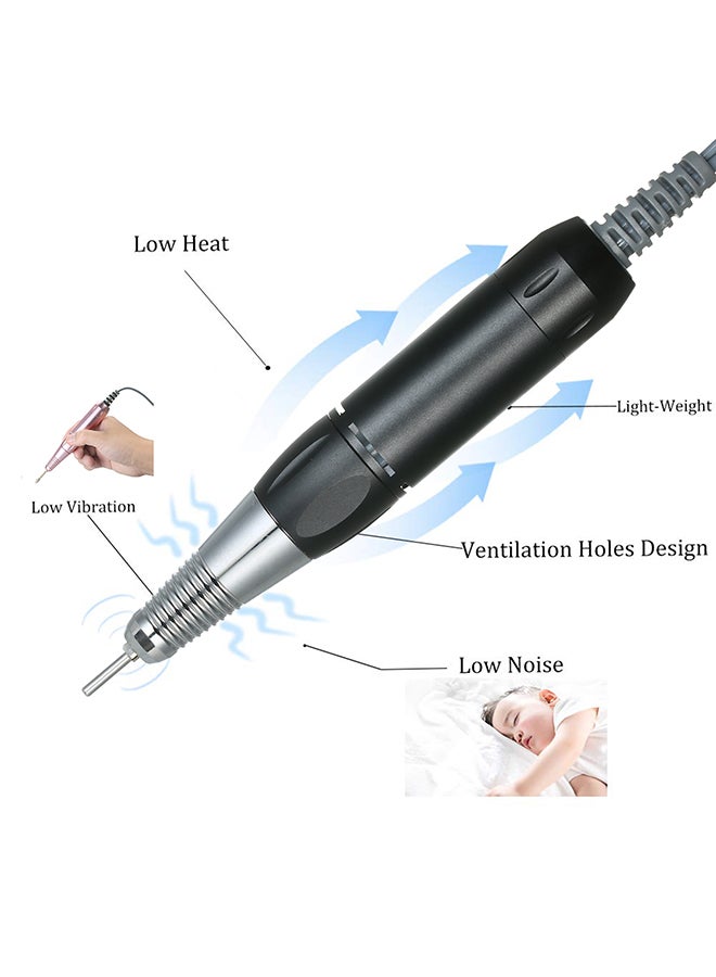 NKX - Professional Electric Nail Drill Machine 30000RPM E-file Electric Nail File Grinder Polisher Kit Manicure Pedicure Drill for Acrylic Gel Nails  EU Plug Black Black - Image 1