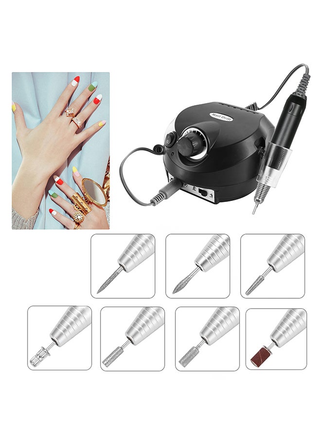 NKX - Professional Electric Nail Drill Machine 30000RPM E-file Electric Nail File Grinder Polisher Kit Manicure Pedicure Drill for Acrylic Gel Nails  EU Plug Black Black - Image 1