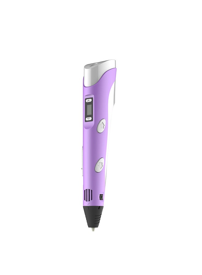 Generic - Digital Display Intelligent 3D Printing Pen High Temperature 3D Graffiti Painting Pens with USB Cable Purple - Image 1