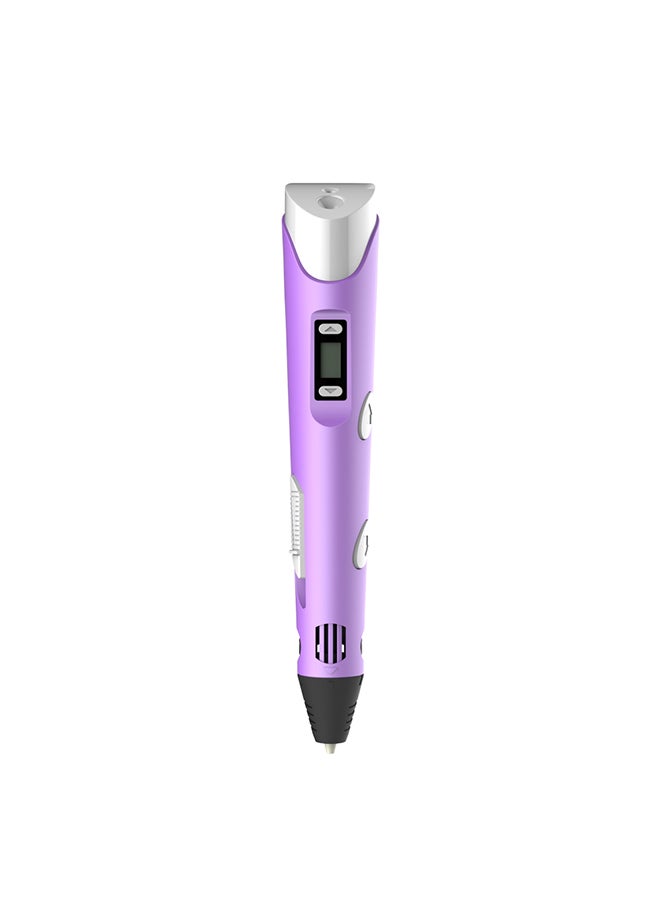 Generic - Digital Display Intelligent 3D Printing Pen High Temperature 3D Graffiti Painting Pens with USB Cable Purple - Image 1