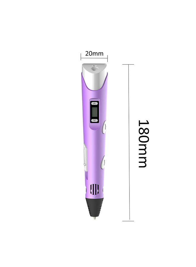 Generic - Digital Display Intelligent 3D Printing Pen High Temperature 3D Graffiti Painting Pens with USB Cable Purple - Image 1