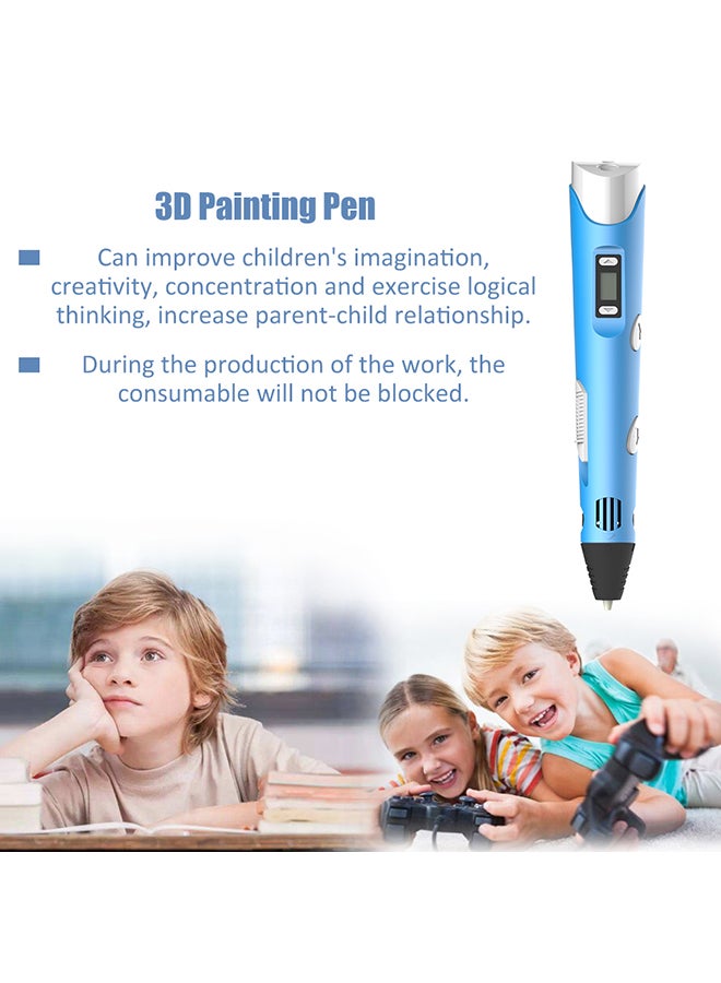 Digital Display Intelligent 3D Printing Pen High Temperature 3D Graffiti Painting Pens with USB Cable Blue  - Image 3