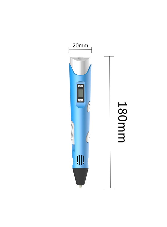 Digital Display Intelligent 3D Printing Pen High Temperature 3D Graffiti Painting Pens with USB Cable Blue  - Image 4