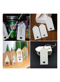 Premify 200-Pieces Craft Paper Gift Tags With Natural Jute Twine White/Brown  - Image 3