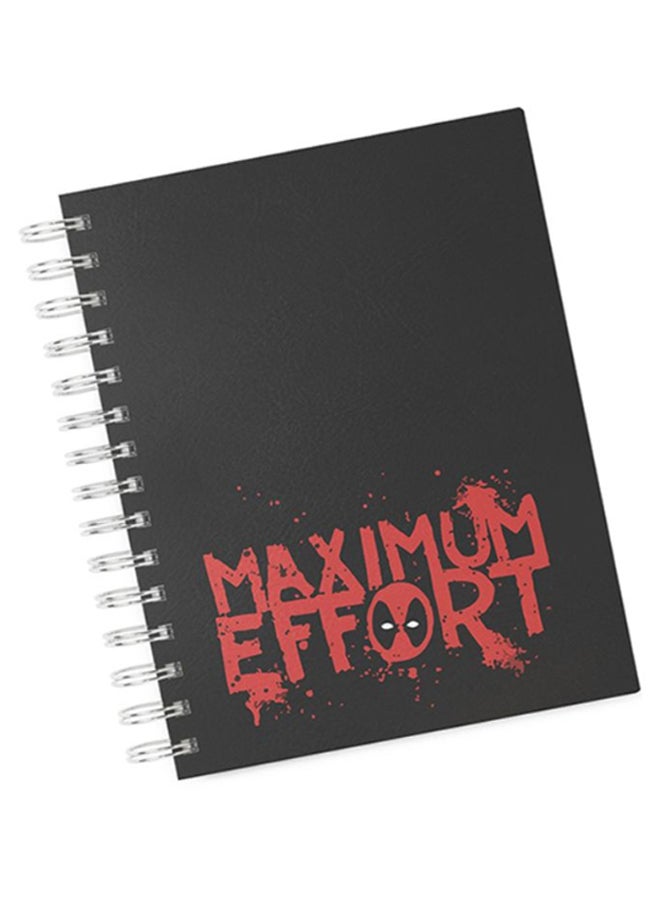 لاود يونيفيرس - دفتر ملاحظات متين مقاس A4 مطبوع عليه اقتباس "Maximum Effort" أسود/أحمر - Image 1