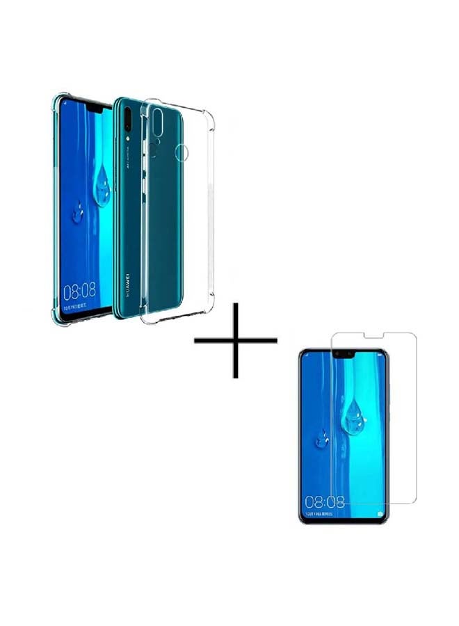 غطاء حماية واق مع لاصقة حماية للشاشة لهاتف هواوي Y9 2019 شفاف - Image 1