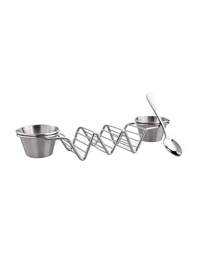 Generic - Taco Stand Up Holders With 2 Salad Cup Silver 205grams - Image 1