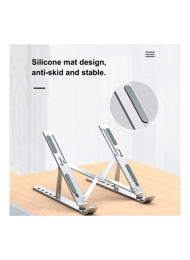 Generic - Foldable Laptop Stand 6-Level Adjustable Height Silver - Image 1