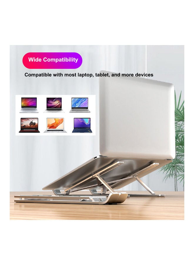 Generic - Foldable Laptop Stand 6-Level Adjustable Height Silver - Image 1