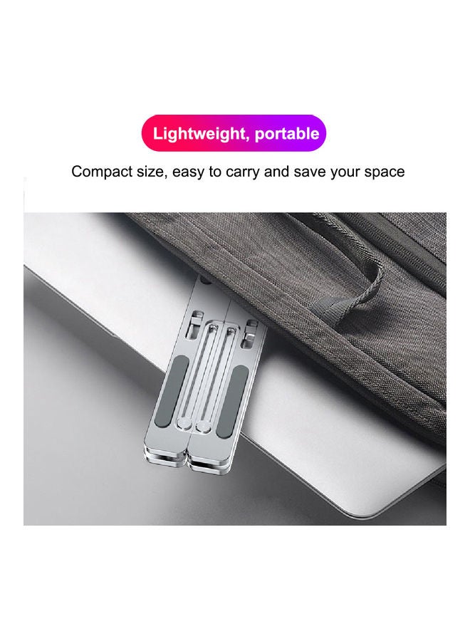 Generic - Foldable Laptop Stand 6-Level Adjustable Height Silver - Image 1