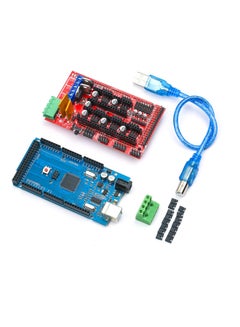 3D Printer Controller Kit Includes RAMPS 1.4 2560 R3 Board USB Cable A4988 Stepper Motor Driver with Heatsink for Engraving Machine Multicolor