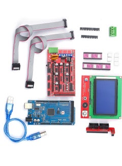 3D Printer Controller Kit Includes RAMPS 1.4 2560 R3 Board USB Cable LCD 12864 Graphic Smart Display DRV8825 Stepper Motor Driver with Heatsink for Engraving Machine Multicolor