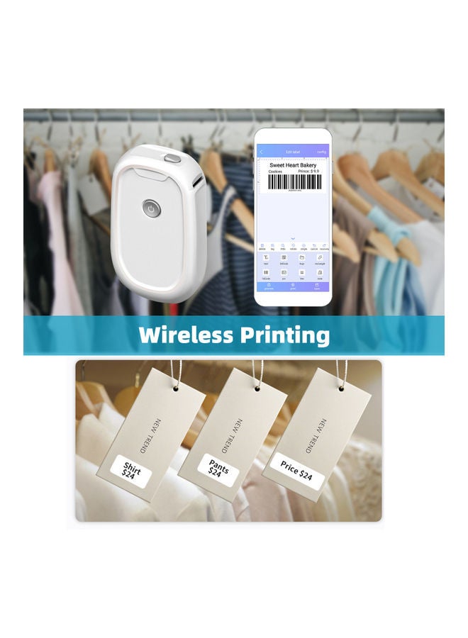 Portable Handheld Thermal Label Printer White - Image 5