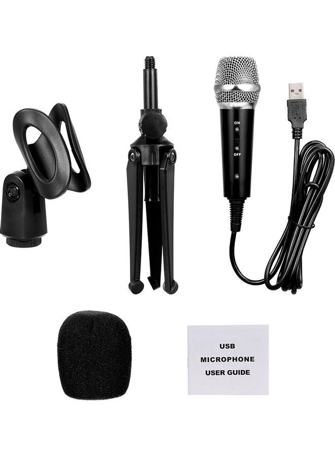Generic USB Wired Condenser Recording Microphone Kit Karaoke Voice Drive-free with Stand Black  - Image 3