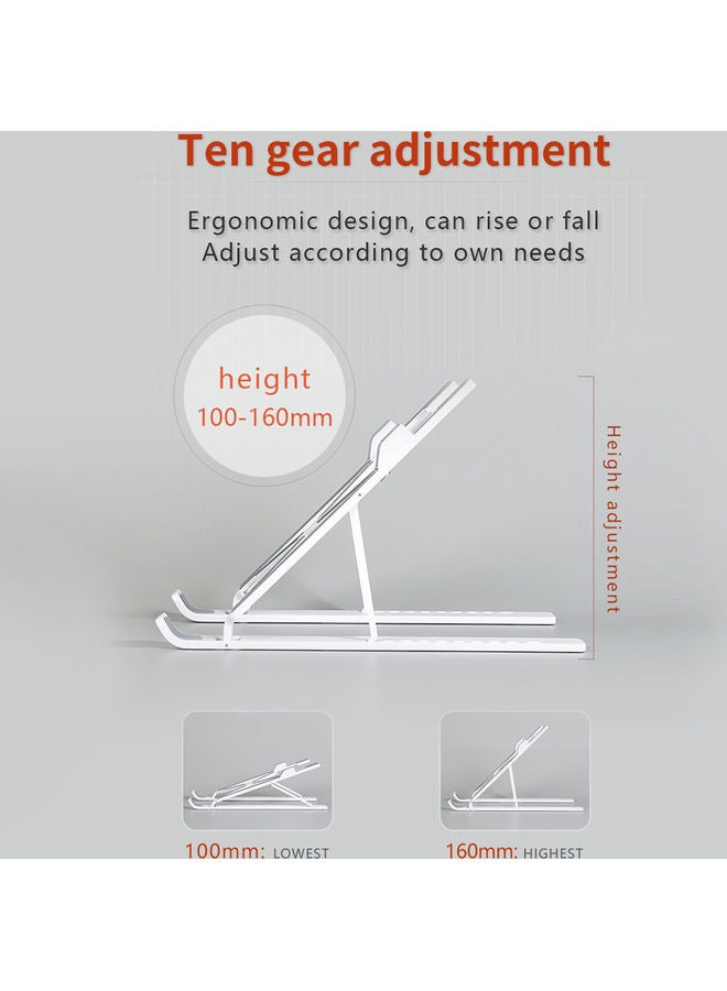 Ten-gear Foldable Notebook Laptop Tablet Stand Height Adjustable Folding Portable Office Holder Cooling Bracket White  - Image 4