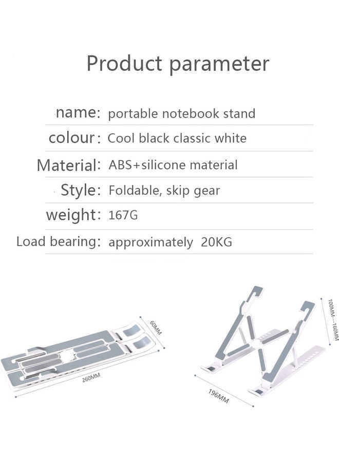 Ten-gear Foldable Notebook Laptop Tablet Stand Height Adjustable Folding Portable Office Holder Cooling Bracket White  - Image 5