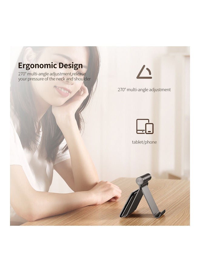 JR-ZS206 Desktop Cellphone Bracket Multifunctional Folding Portable Non-slip Aluminum Phone/Tablet Stand Holder Grey - Image 4