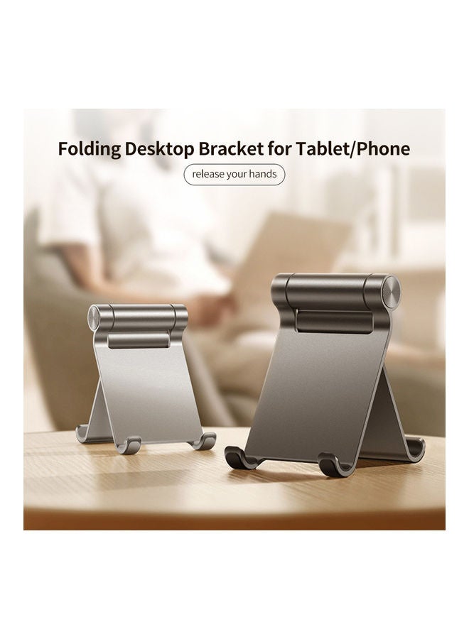 JR-ZS206 Desktop Cellphone Bracket Multifunctional Folding Portable Non-slip Aluminum Phone/Tablet Stand Holder Grey - Image 5