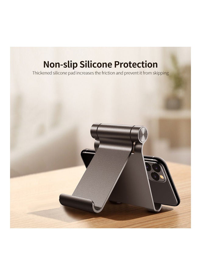 JR-ZS206 Desktop Cellphone Bracket Multifunctional Folding Portable Non-slip Aluminum Phone/Tablet Stand Holder Grey - Image 2