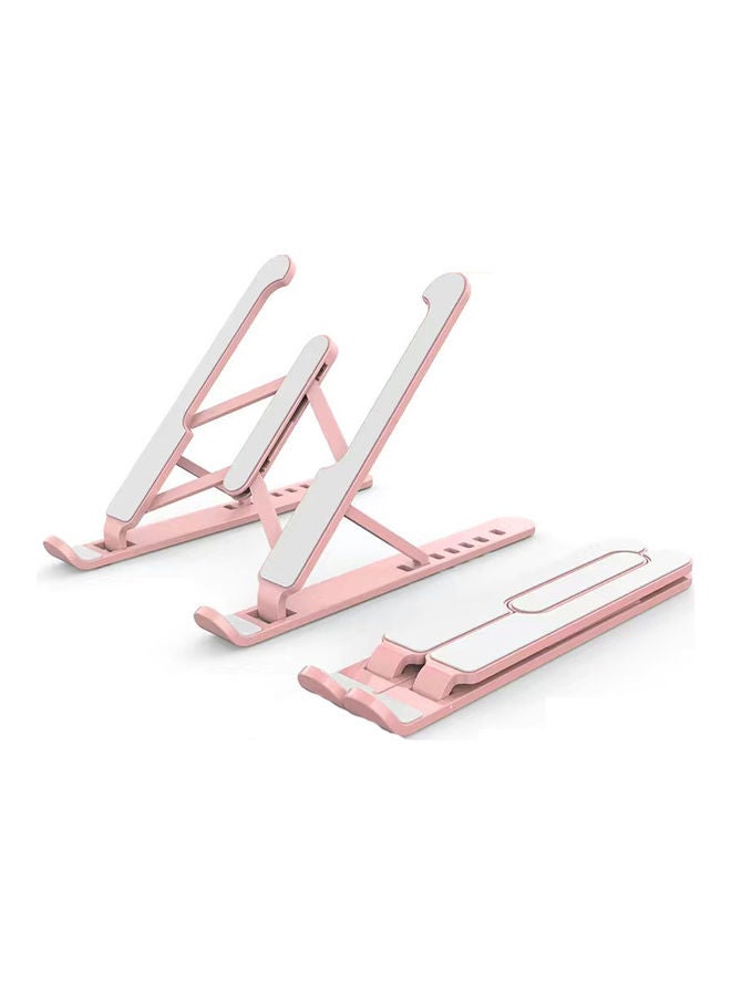 Laptop Tablet Stand 6-level Height Adjustable Folding Portable Office Holder Cooling Bracket for 11-17 Inch Pink - Image 1