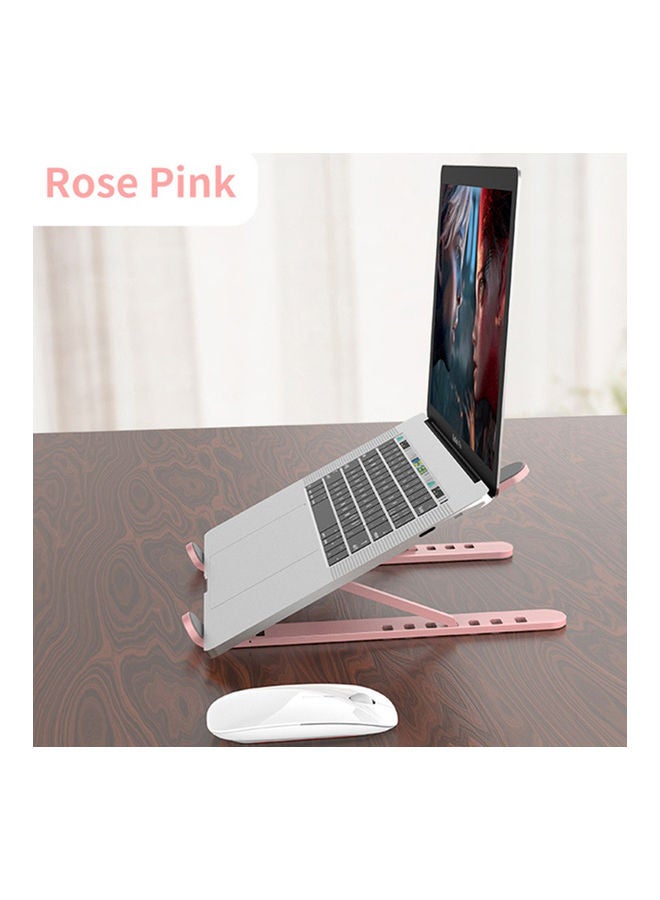 Laptop Tablet Stand 6-level Height Adjustable Folding Portable Office Holder Cooling Bracket for 11-17 Inch Pink - Image 3