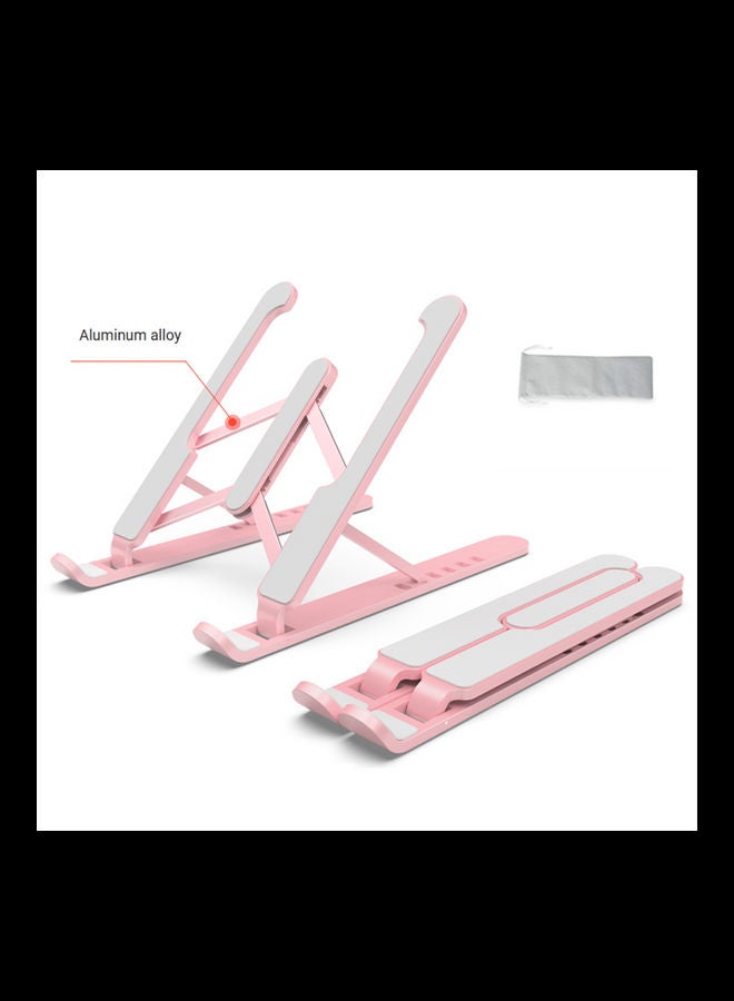 Laptop Tablet Stand 6-level Height Adjustable Folding Portable Office Holder Cooling Bracket for 11-17 Inch Pink - Image 2