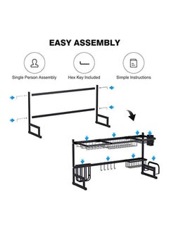 Toshionics Stainless Steel Dish Drying Rack Over Sink Black 85x32x52cm  - Image 2