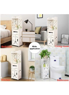 ماركة غير محددة خزانة ورف زواية للحمام بتصميم قائم بذاته أبيض 22*20*80سم  - Image 4