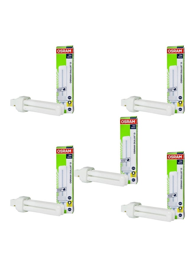 OSRAM Home Decorative High Qualtiy and Durable, 2 Pin Day Light Double Twin Tube CFL Bulb, 13 Watt Energy Saving Bulb (Pack of 5) white 25.4 x 25.4 x 25.4cm - Image 1