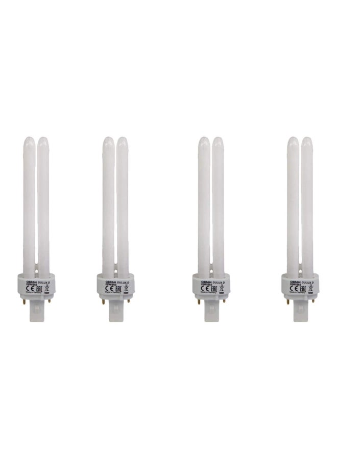 أوسرام مجموعة مصابيح فلورية مدمجة عالية الجودة ومتينة لتزيين المنزل بقدرة 26 وات وقاعدة بدبوسين ودرجة حرارة لونية مشابهة لضوء النهار مكونة من 4 قطع من أوسرام أبيض 22.3 x 13.6 x 4.9سم - Image 1