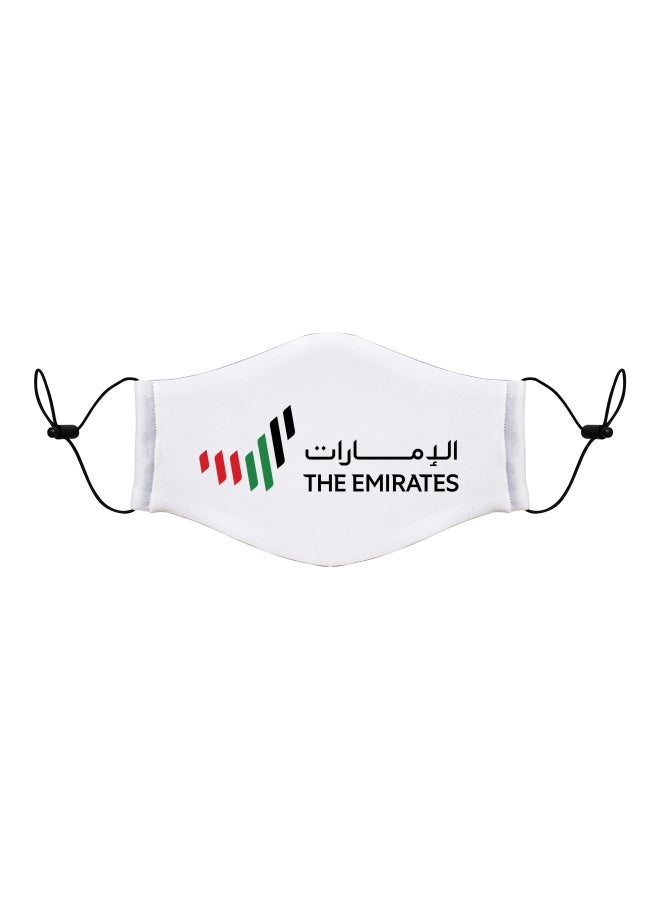 Generic - Fabric 2 Layer face mask Reusable Washable Mask Size 20x13 cms with adjustable Ear loop - UAE LOGO 7Lines Multicolour 20 X13cm - Image 1