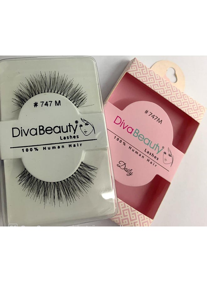DIVA BEAUTY 100% Genuine Hair False Eyelashes Black - Image 3