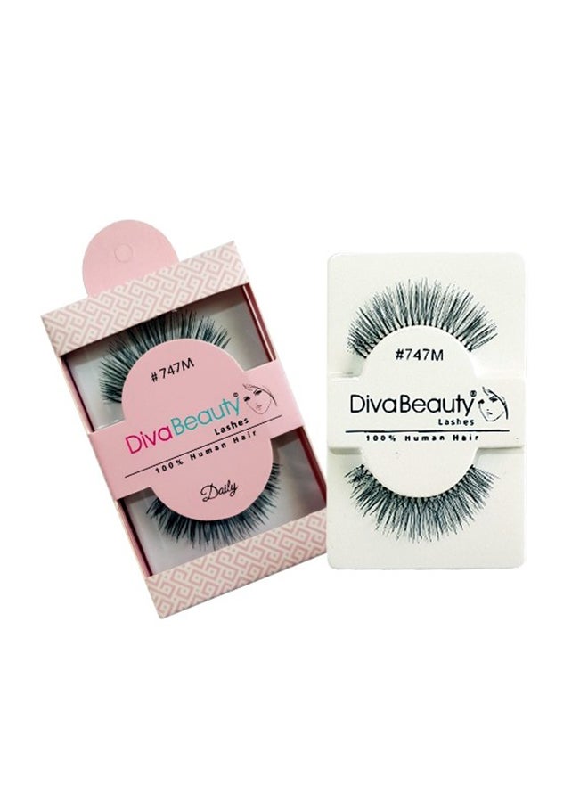DIVA BEAUTY 100% Genuine Hair False Eyelashes Black - Image 1