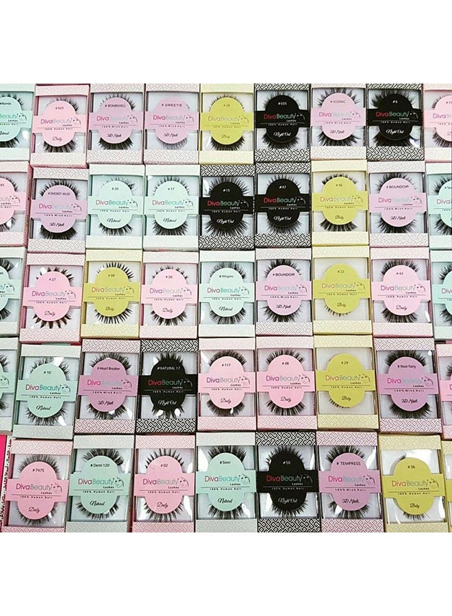 DIVA BEAUTY 100% Genuine Hair False Eyelashes Black - Image 2