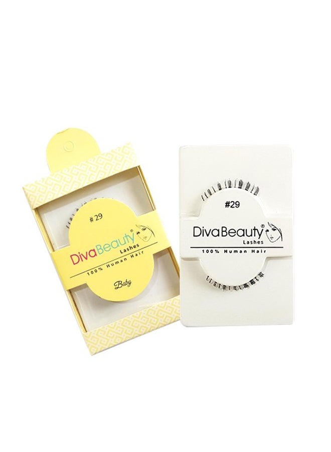 DIVA BEAUTY 100% Genuine Hair False Eyelashes Black - Image 1