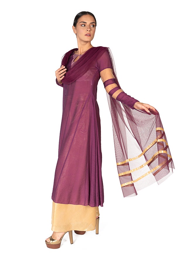 Sana'a Kayum Swissery Cotton Kali Kurta Purple  - Image 2