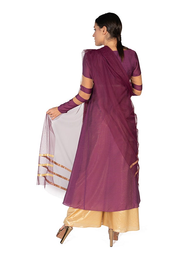 Sana'a Kayum Swissery Cotton Kali Kurta Purple  - Image 3