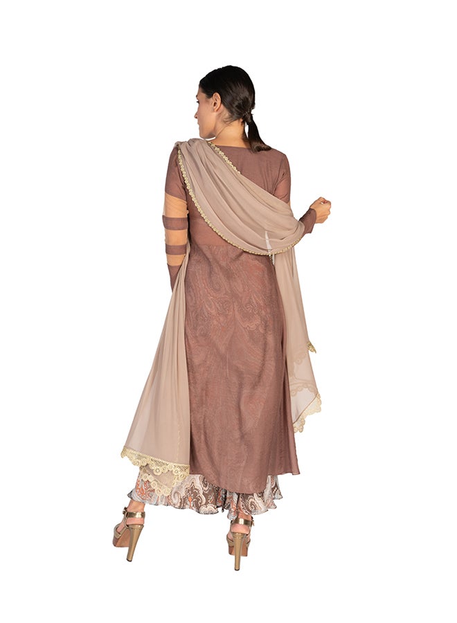 Sana'a Kayum Swissery Cotton Kali Kurta Brown  - Image 3